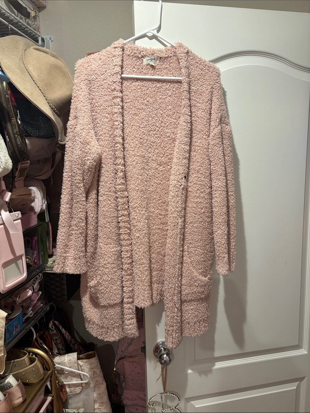 Umgee comfy cozy pink pocketed cardigan- size small